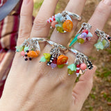 Cha Cha sterling silver beaded ring OVALS (D)