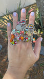 Cha Cha SUNSHINE sterling silver beaded ring RED PINK TURQUOISE