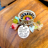 Cha Cha SUNSHINE sterling silver beaded ring YELLOW ORANGE PINK