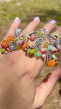 Cha Cha SUNSHINE sterling silver beaded ring RED PINK TURQUOISE