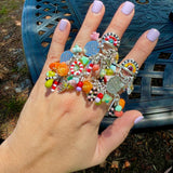 Cha Cha SUNSHINE sterling silver beaded ring RED PINK TURQUOISE