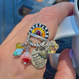 Cha Cha SUNSHINE sterling silver beaded ring YELLOW ORANGE PINK